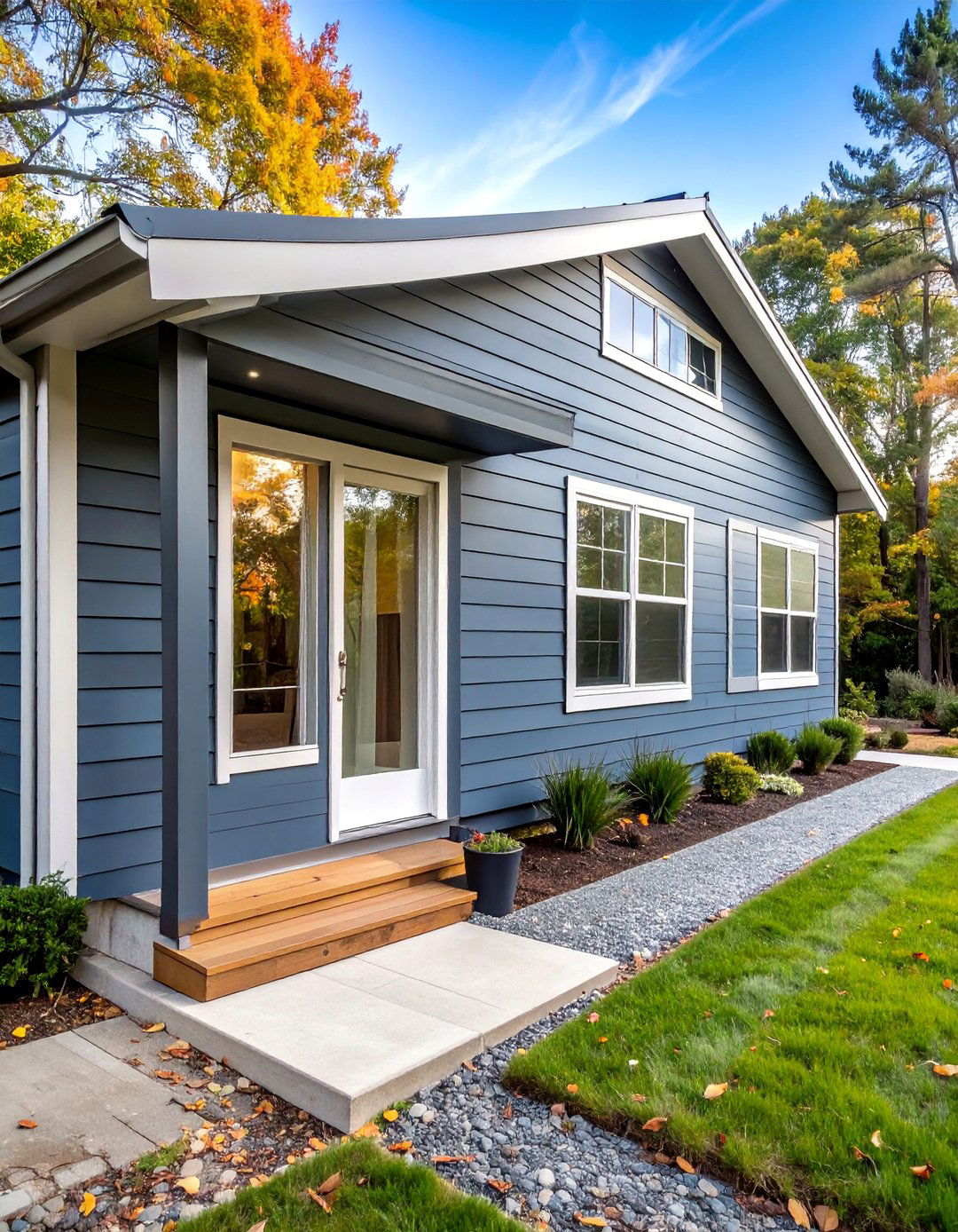 Horizontal Metal Lap Siding with Crisp Lines - 25 Mobile Home Siding Design Ideas