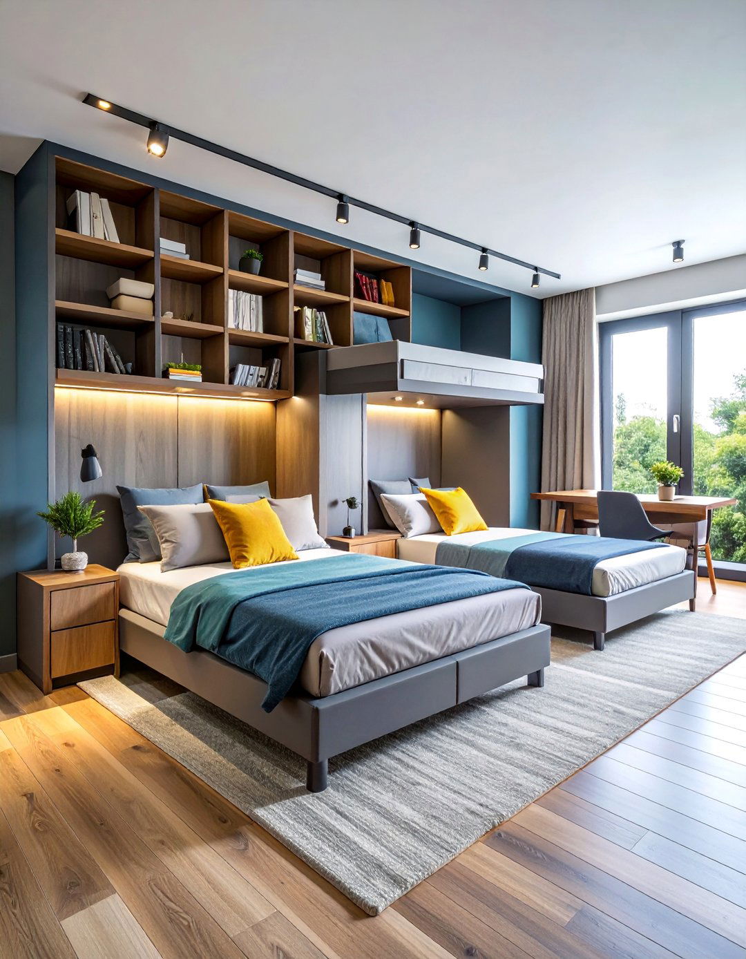 Horizontal Murphy Bed Duo with Daybed Function - 25 2 Beds in One Small Room Ideas