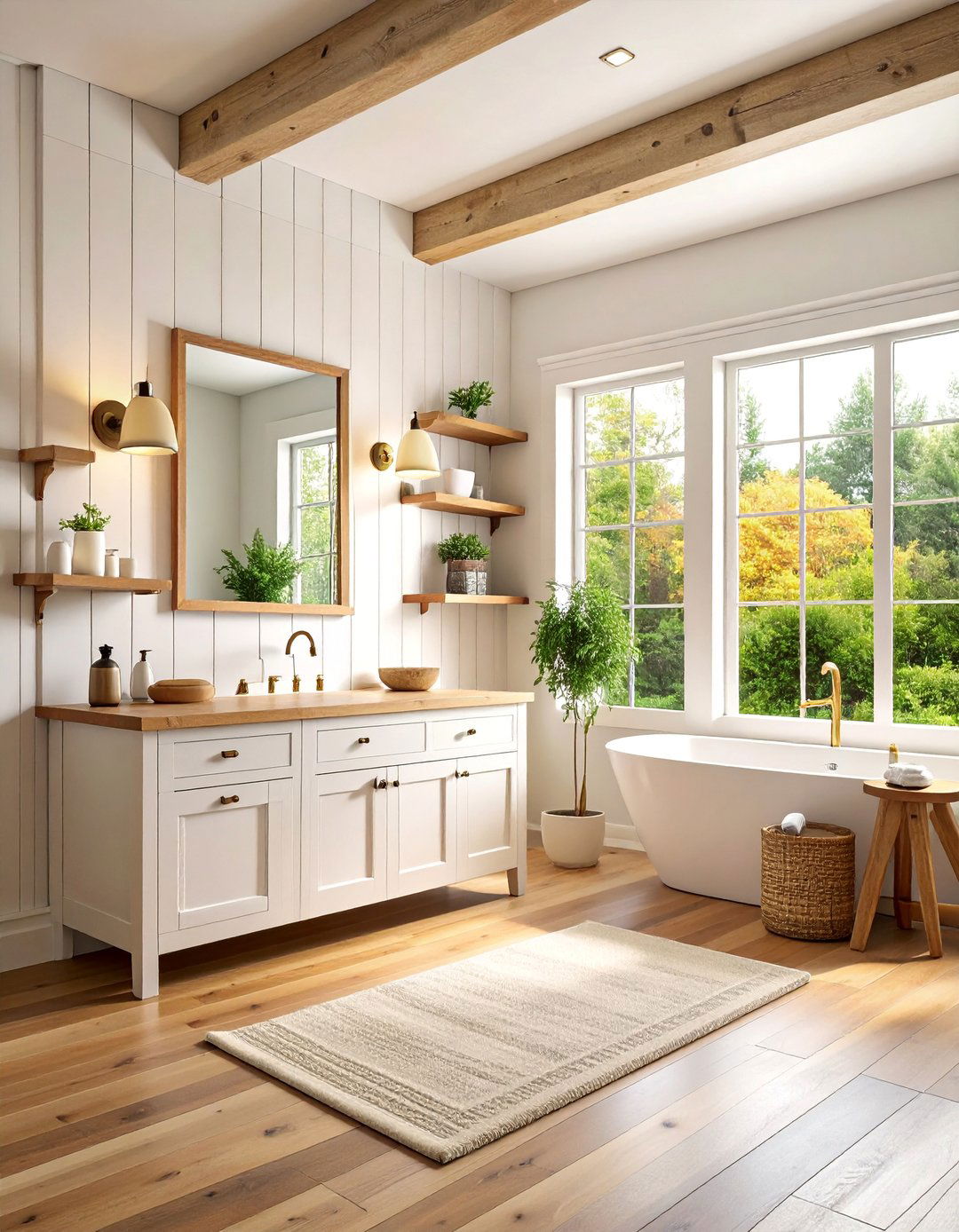 Horizontal Shiplap Farmhouse Style - 25 Powder Room Wainscoting Ideas