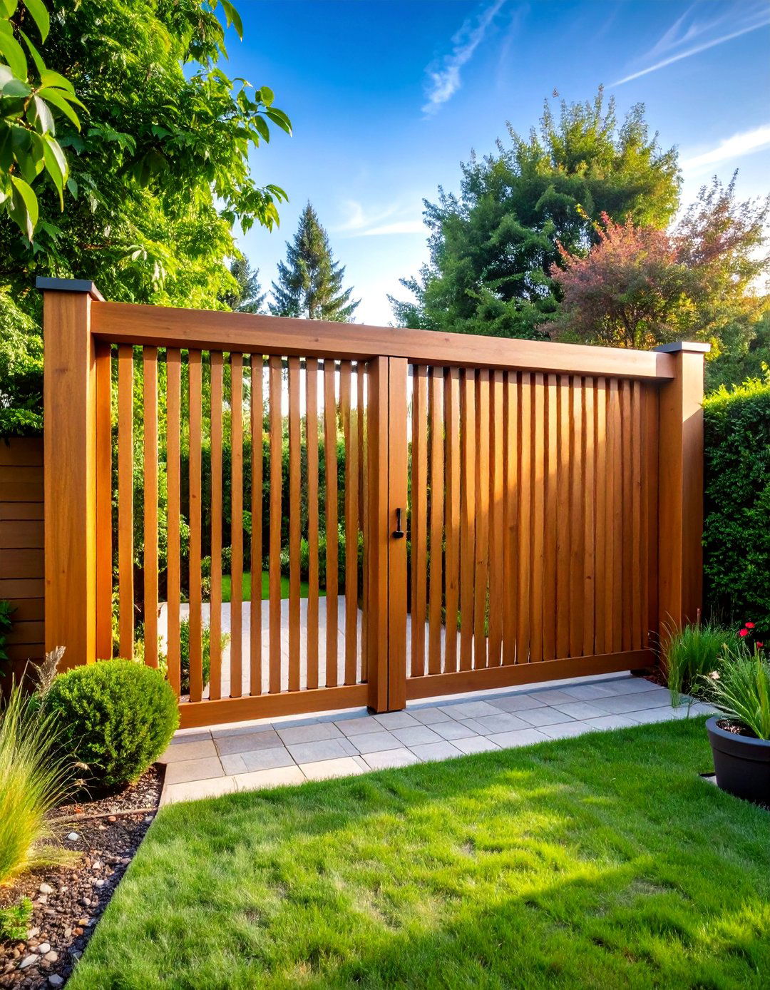 Horizontal Slat Garden Gate with Contemporary Lines - 25 garden gate ideas