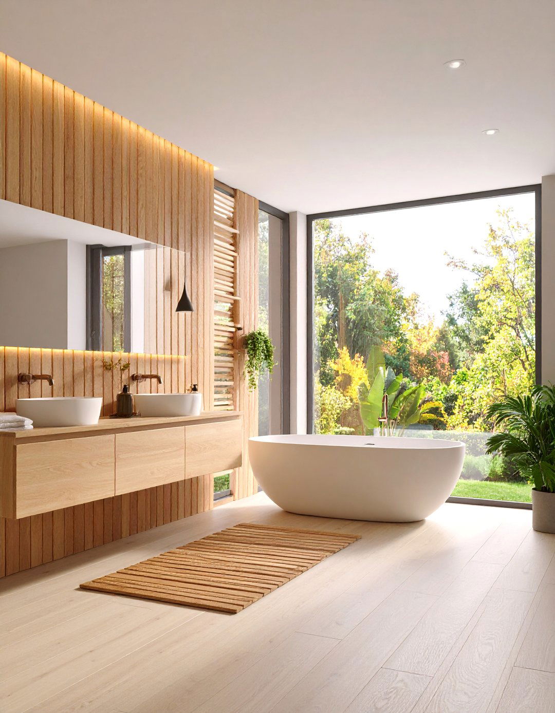 Horizontal Slat Modern Panels - 25 Bathroom Wall Paneling Ideas