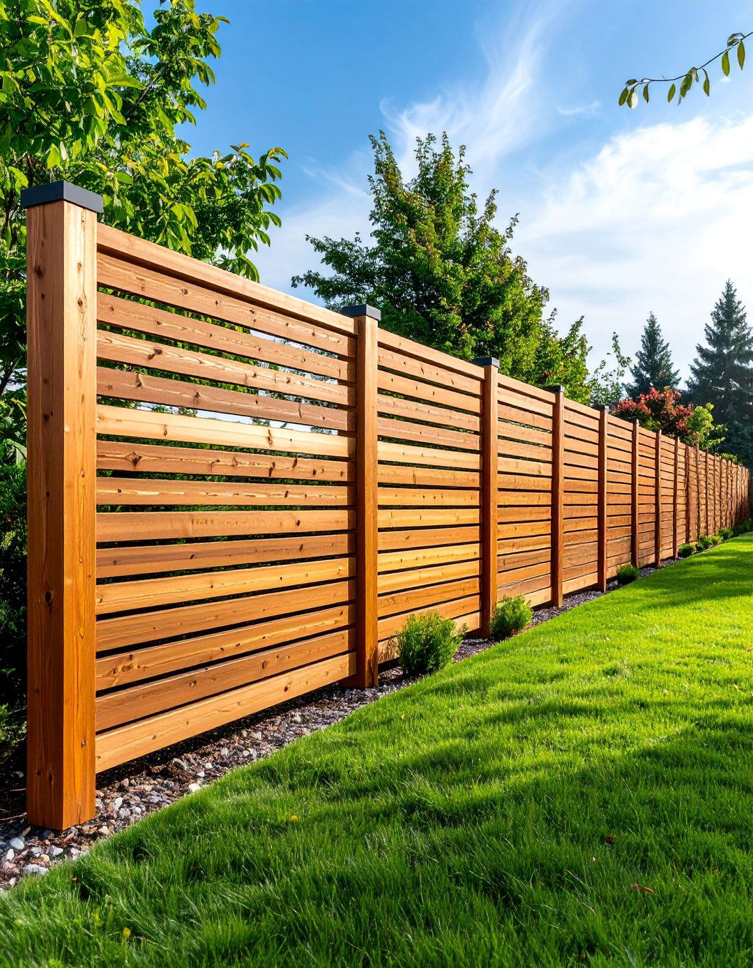 Horizontal Slatted Wood Fence - 25 Garden Screening Ideas