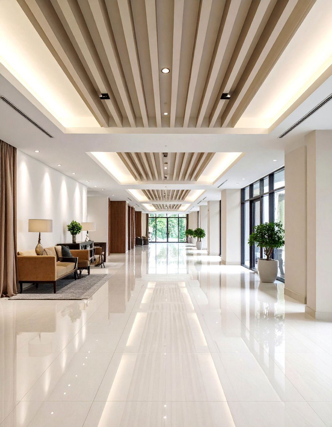 Horizontal Striped Ceiling Paint in Neutral Tones - 25 Ceiling Paint Ideas