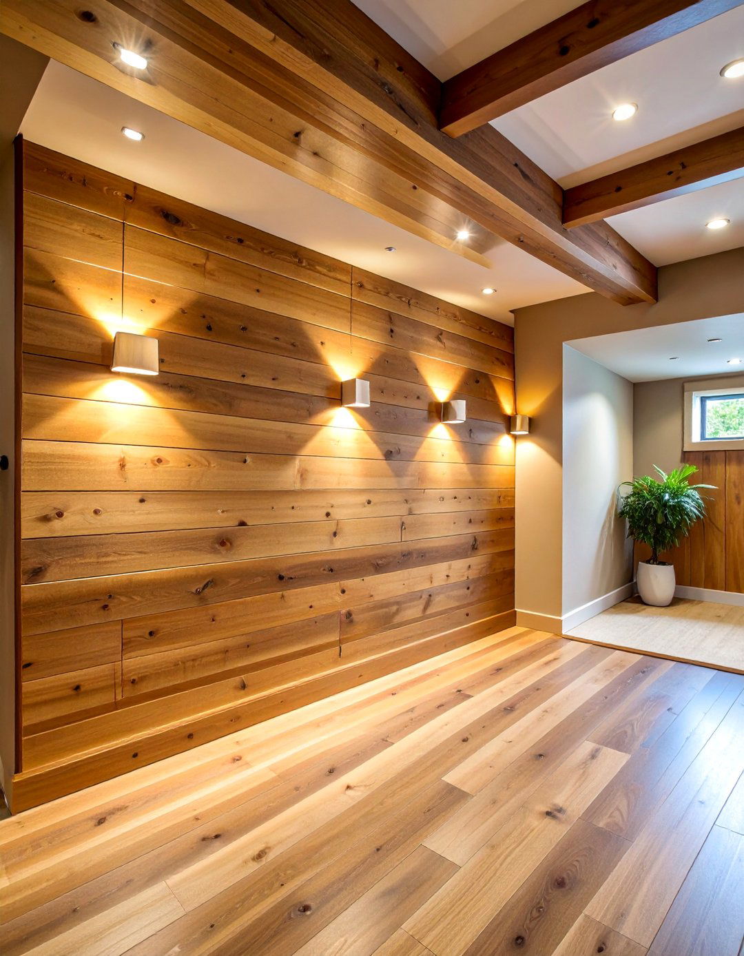Horizontal Wood Plank Basement Accent Wall - 25 Basement Accent Wall Ideas