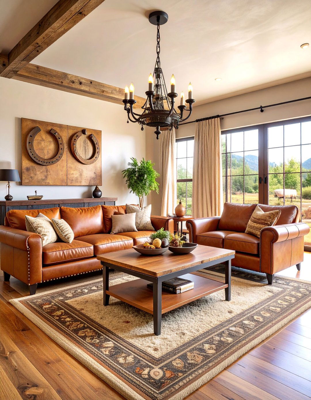 Horseshoe and Iron Accent Living Room - 25 Western Living Room Ideas
