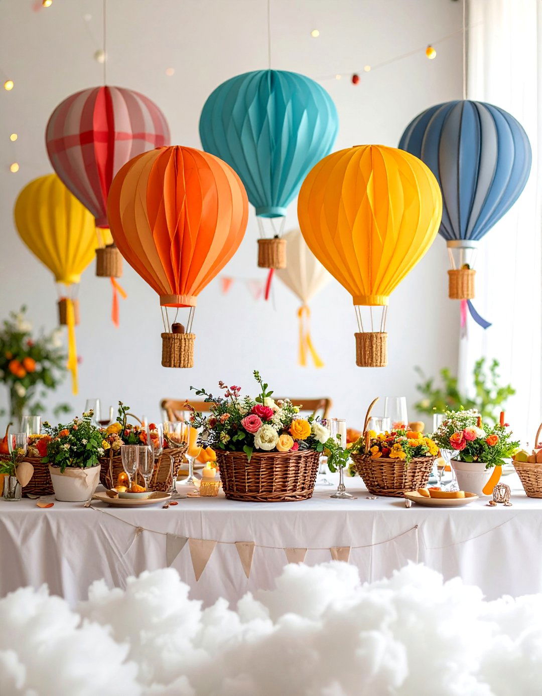 Hot Air Balloon Adventure Centerpiece - 25 Baby Shower Centerpiece Ideas