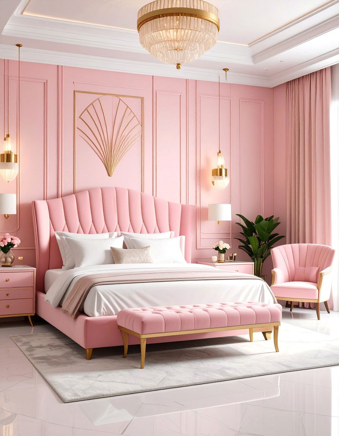 Hot Pink Art Deco Inspired Bedroom - 25 Hot Pink Bedroom Ideas