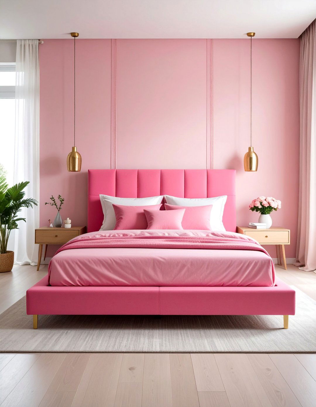 Hot Pink Contemporary Platform Bed Focus - 25 Hot Pink Bedroom Ideas