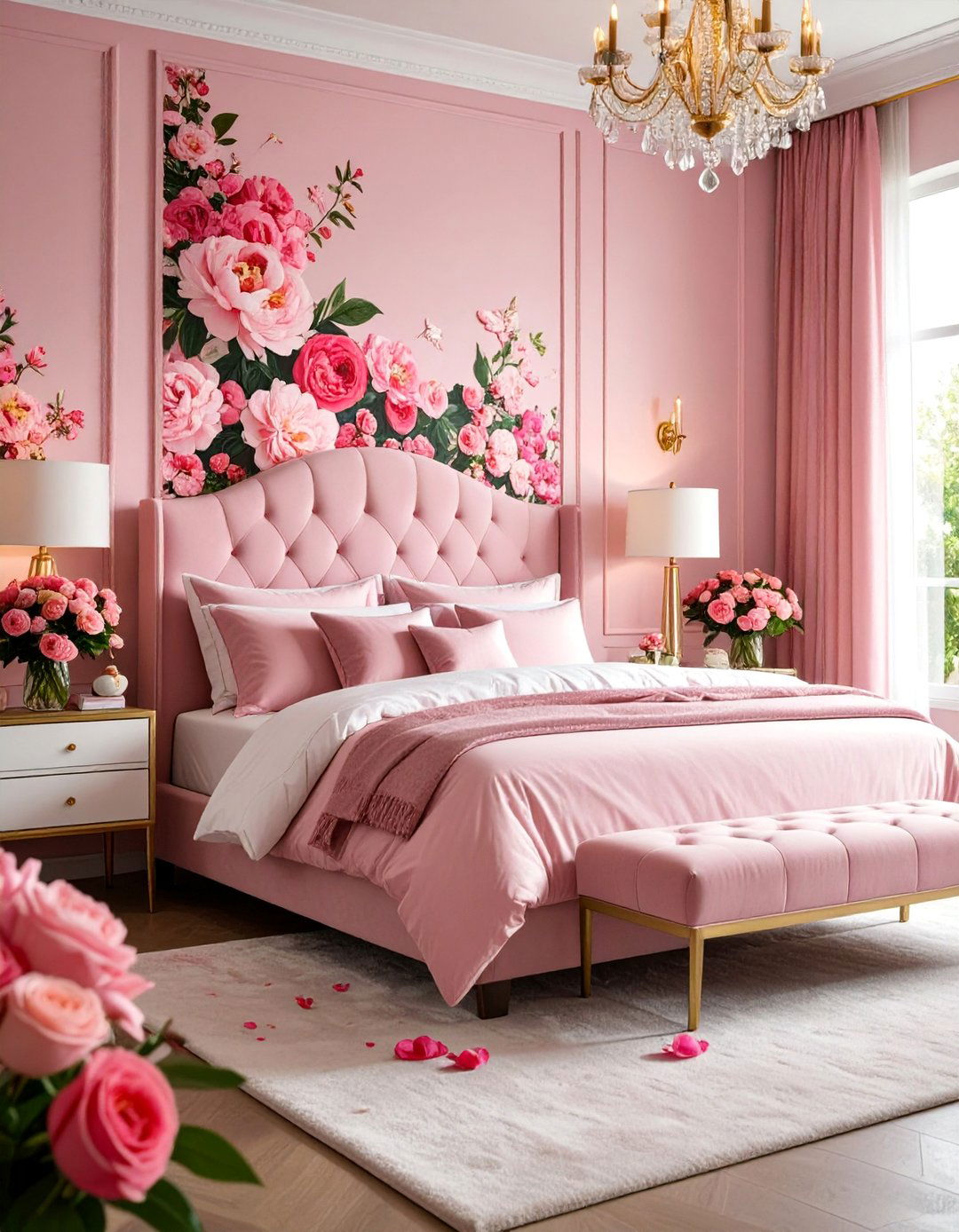 Hot Pink Floral Wallpaper Romantic Bedroom - 25 Hot Pink Bedroom Ideas