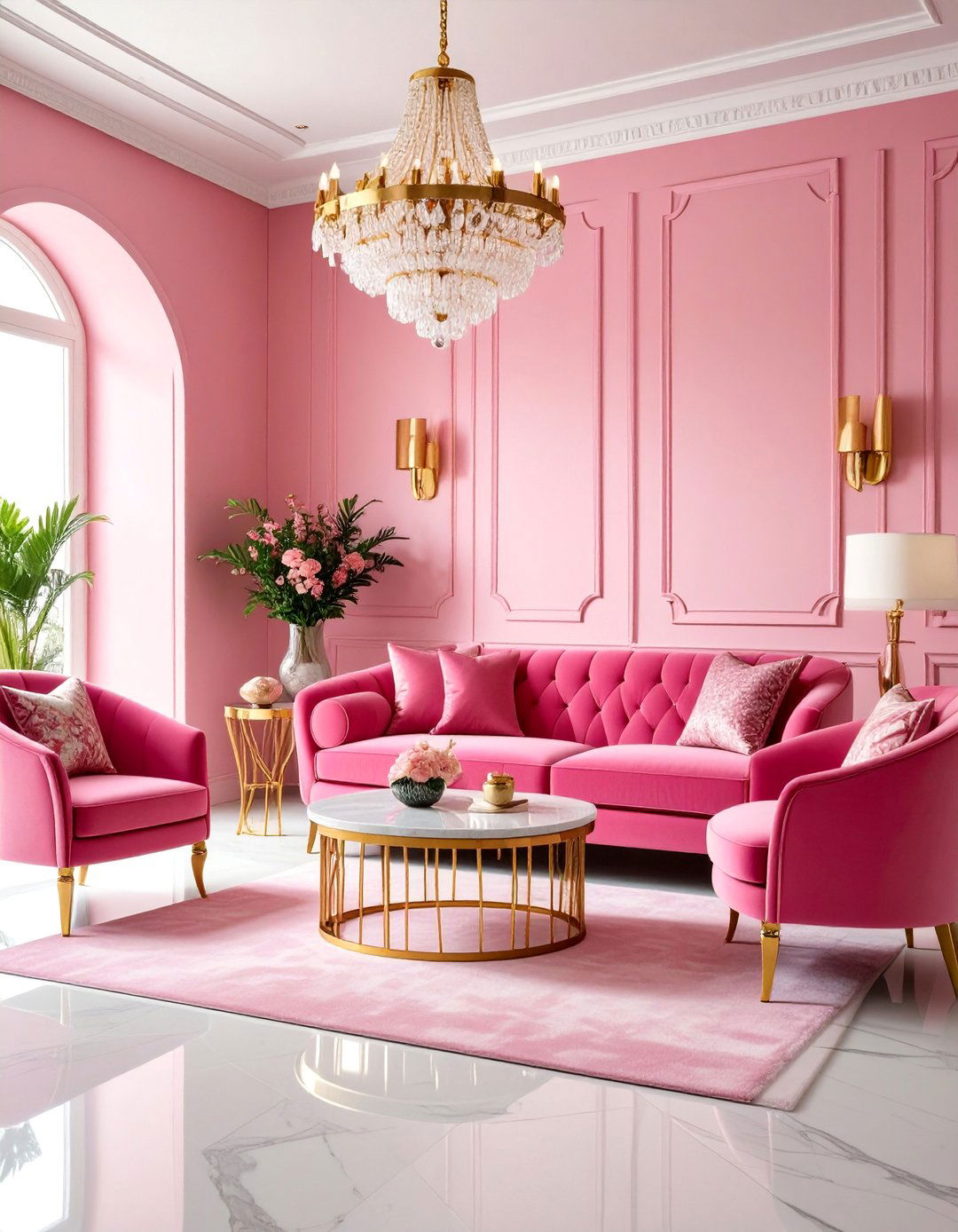 Hot Pink Maximalist Living Room with Bold Patterns - 25 Pink Living Room Ideas