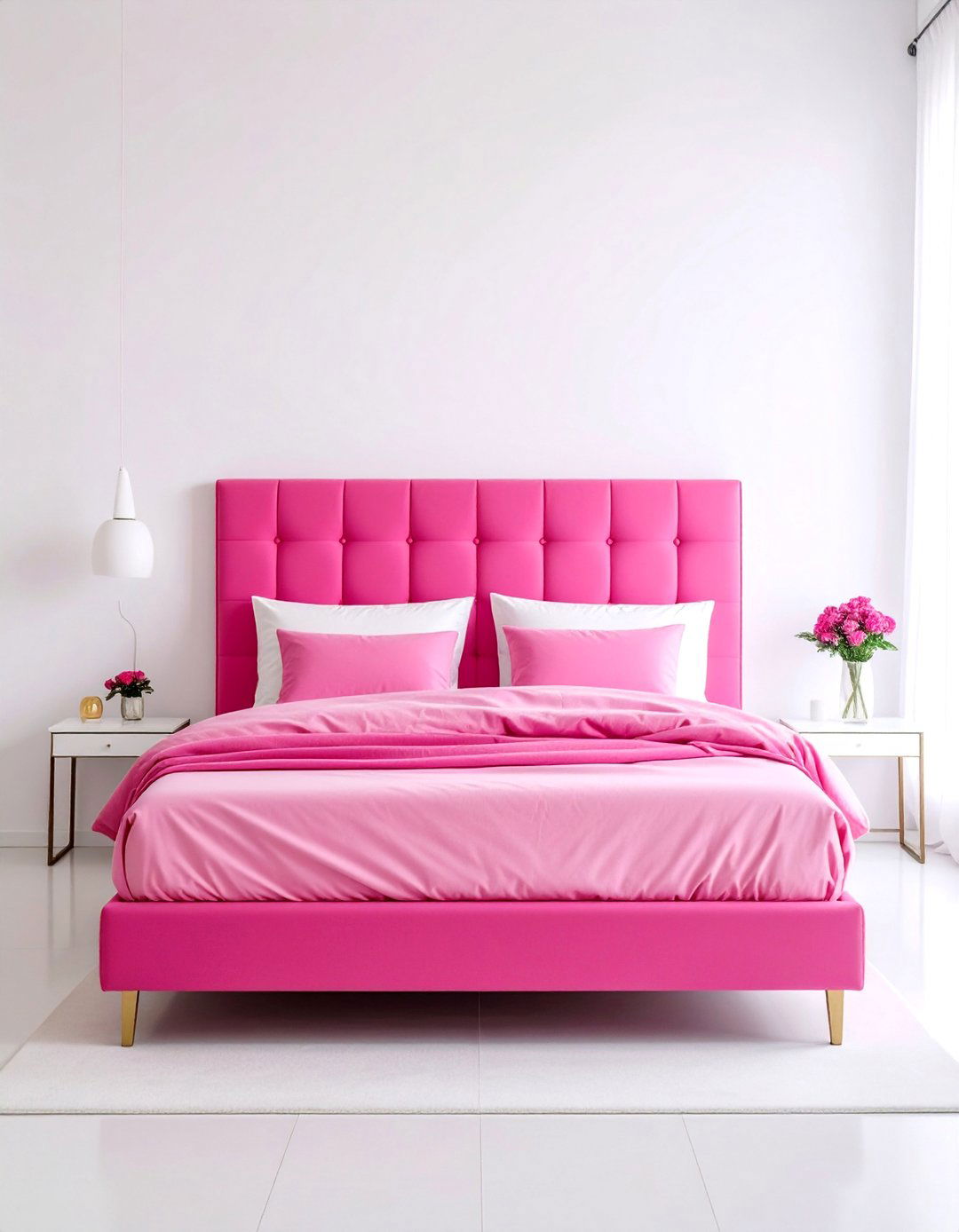 Hot Pink Minimalist Accent Bedroom - 25 Hot Pink Bedroom Ideas