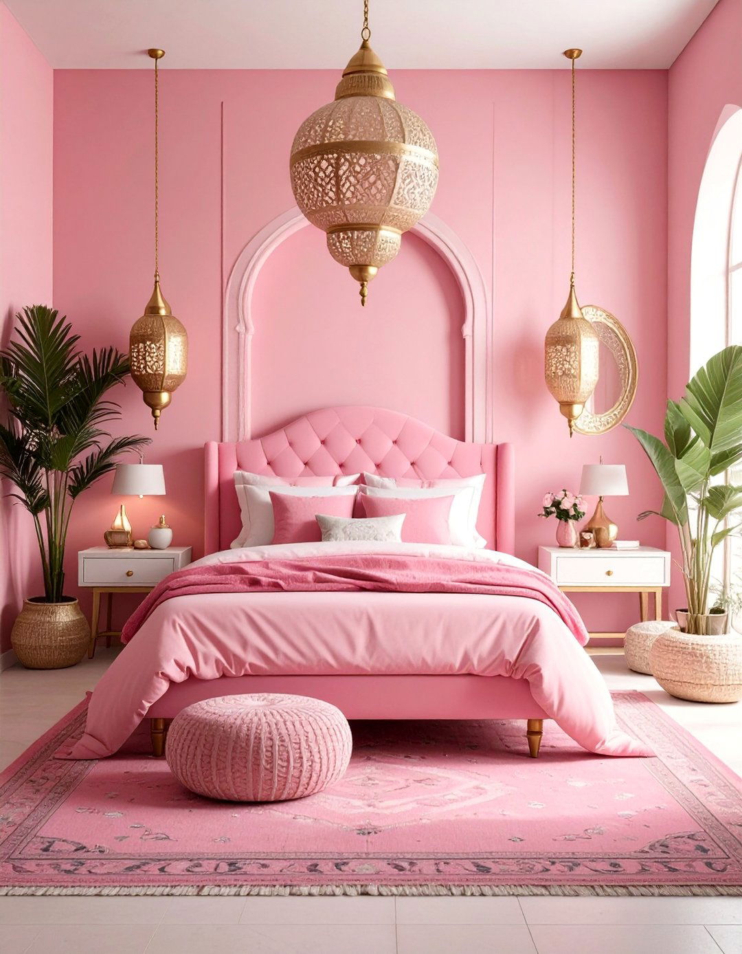 Hot Pink Moroccan Inspired Boho Bedroom - 25 Hot Pink Bedroom Ideas