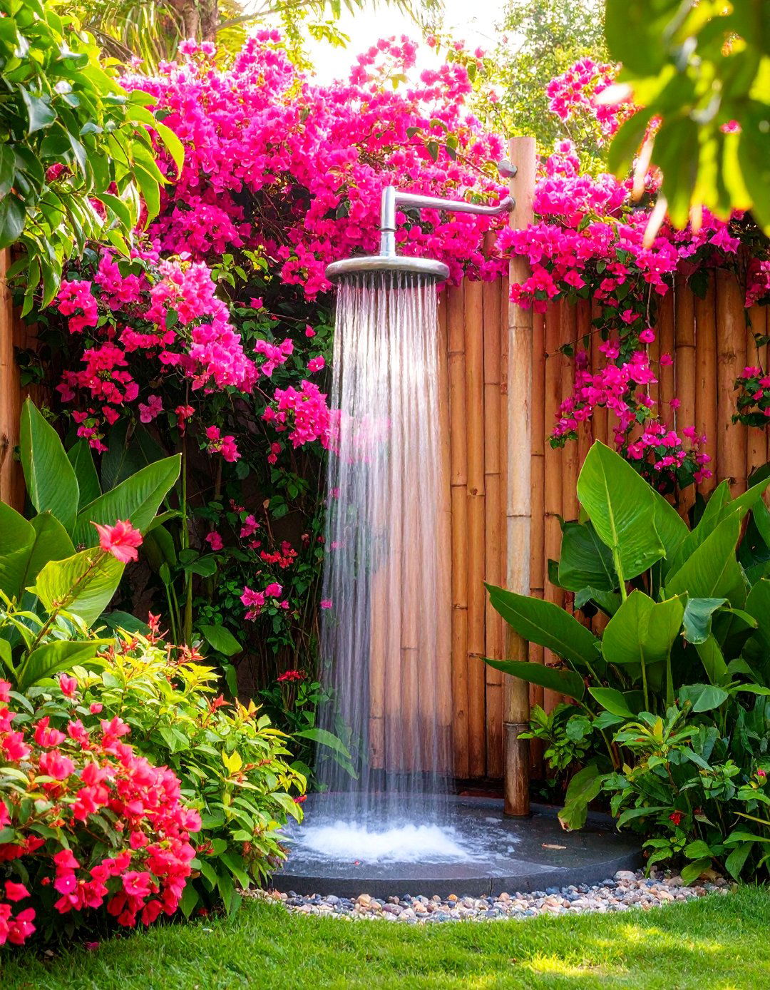 Hot Pink Tropical Corner Garden - 25 Pink Garden Ideas