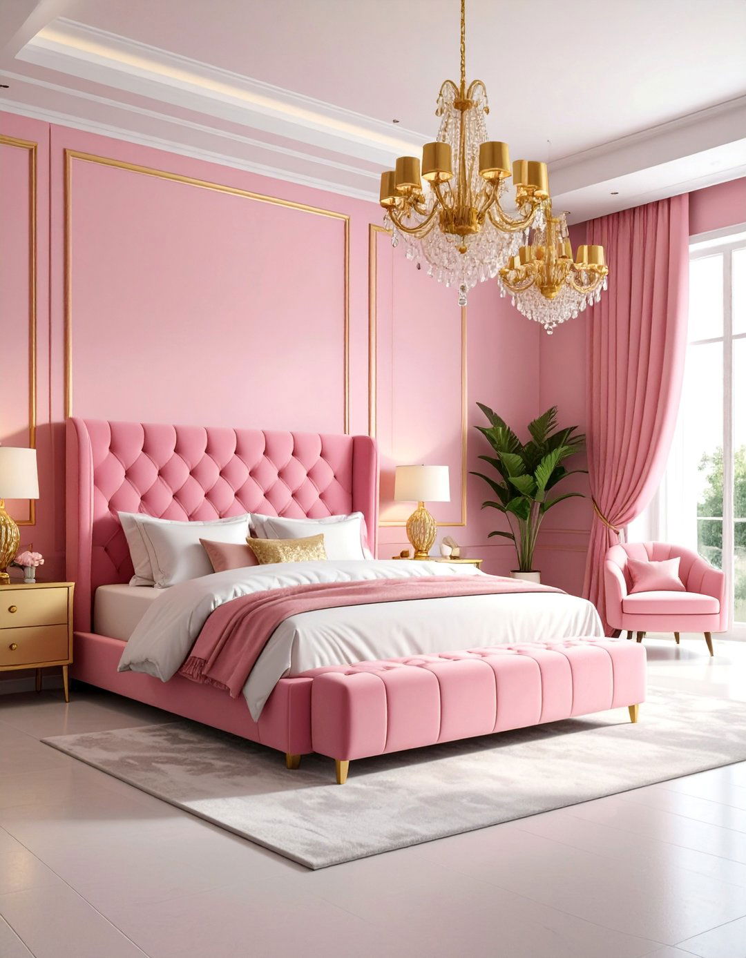 Hot Pink and Gold Glamorous Hollywood Regency Bedroom - 25 Hot Pink Bedroom Ideas