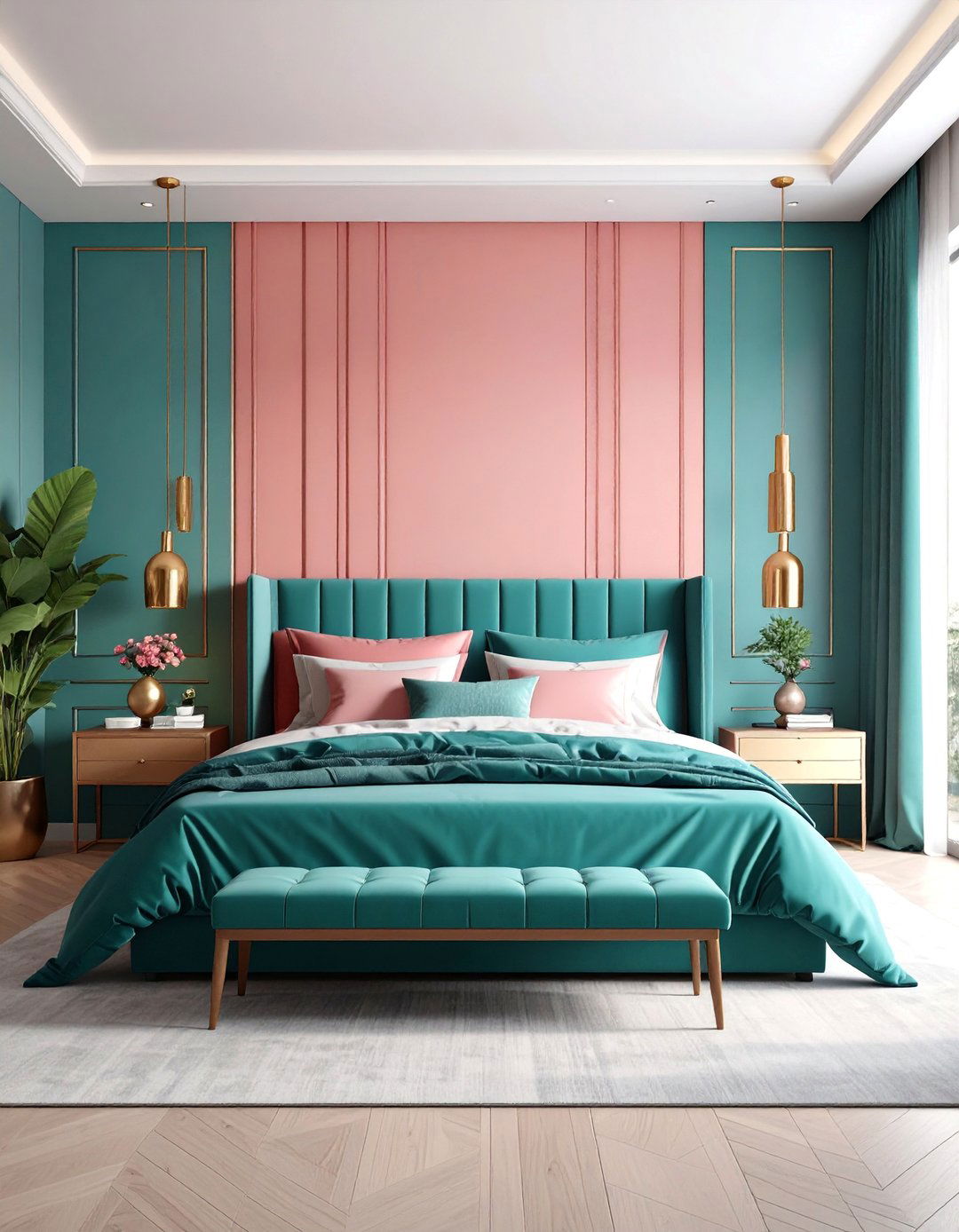 Hot Pink and Teal Contrasting Color Scheme - 25 Hot Pink Bedroom Ideas