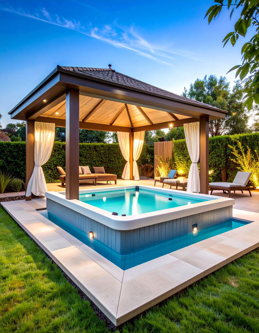 Hot Tub Spa Gazebo with Privacy Walls - 25 Backyard Gazebo Ideas