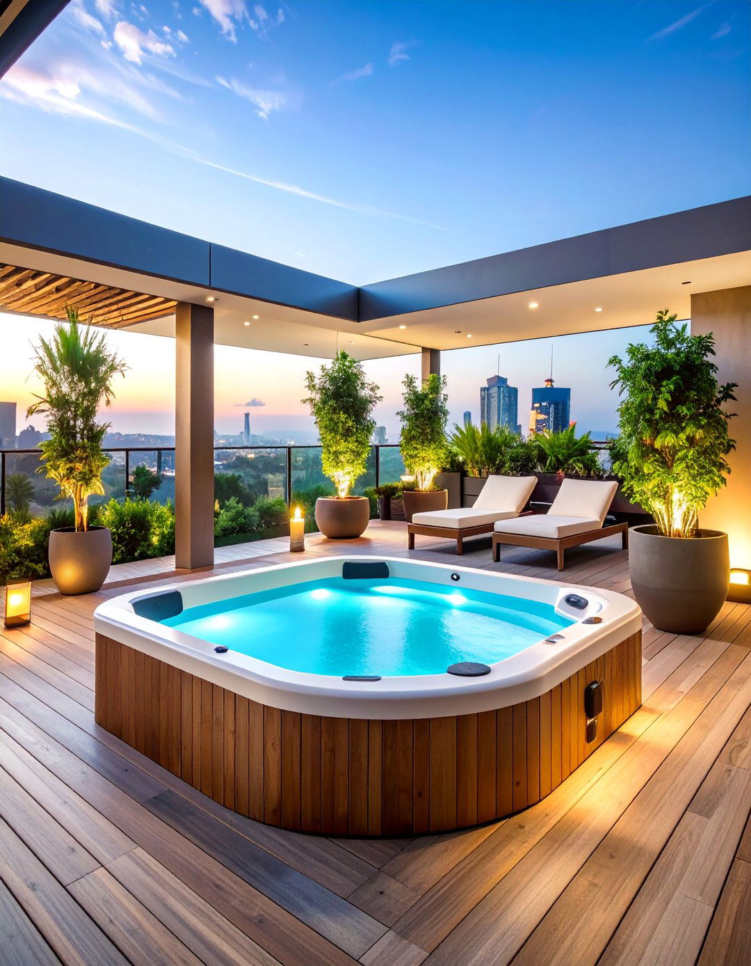 Hot Tub Spa Retreat with Privacy Screening - 25 Residential Rooftop Design Ideas