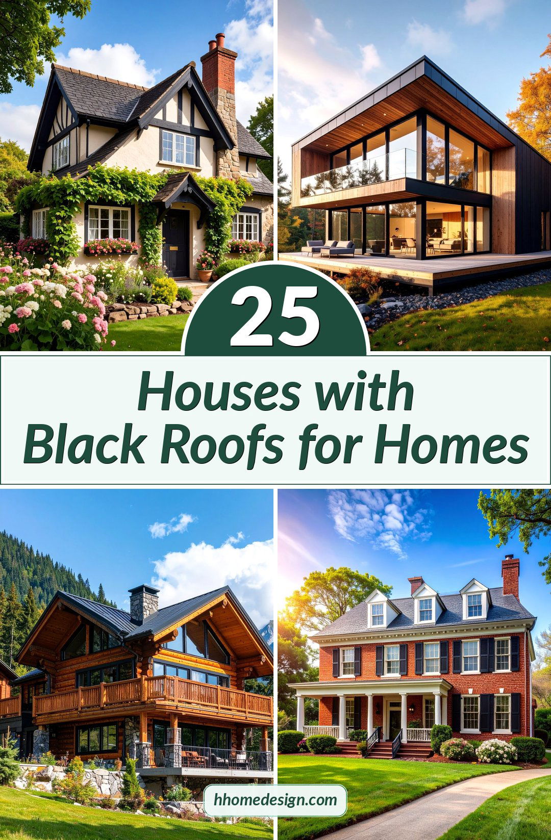 25 Houses with Black Roofs for Homes