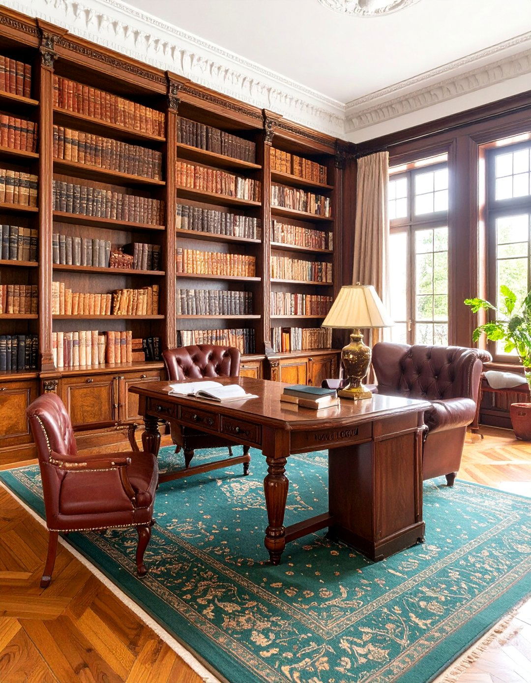 Hunter Green Carpet Library Study Sophistication - 25 Green Carpet Living Room Ideas