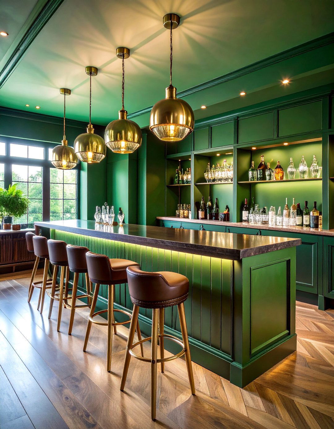 Hunter Green Home Bar Entertainment Hub - 25 Dark Green Accent Wall Ideas