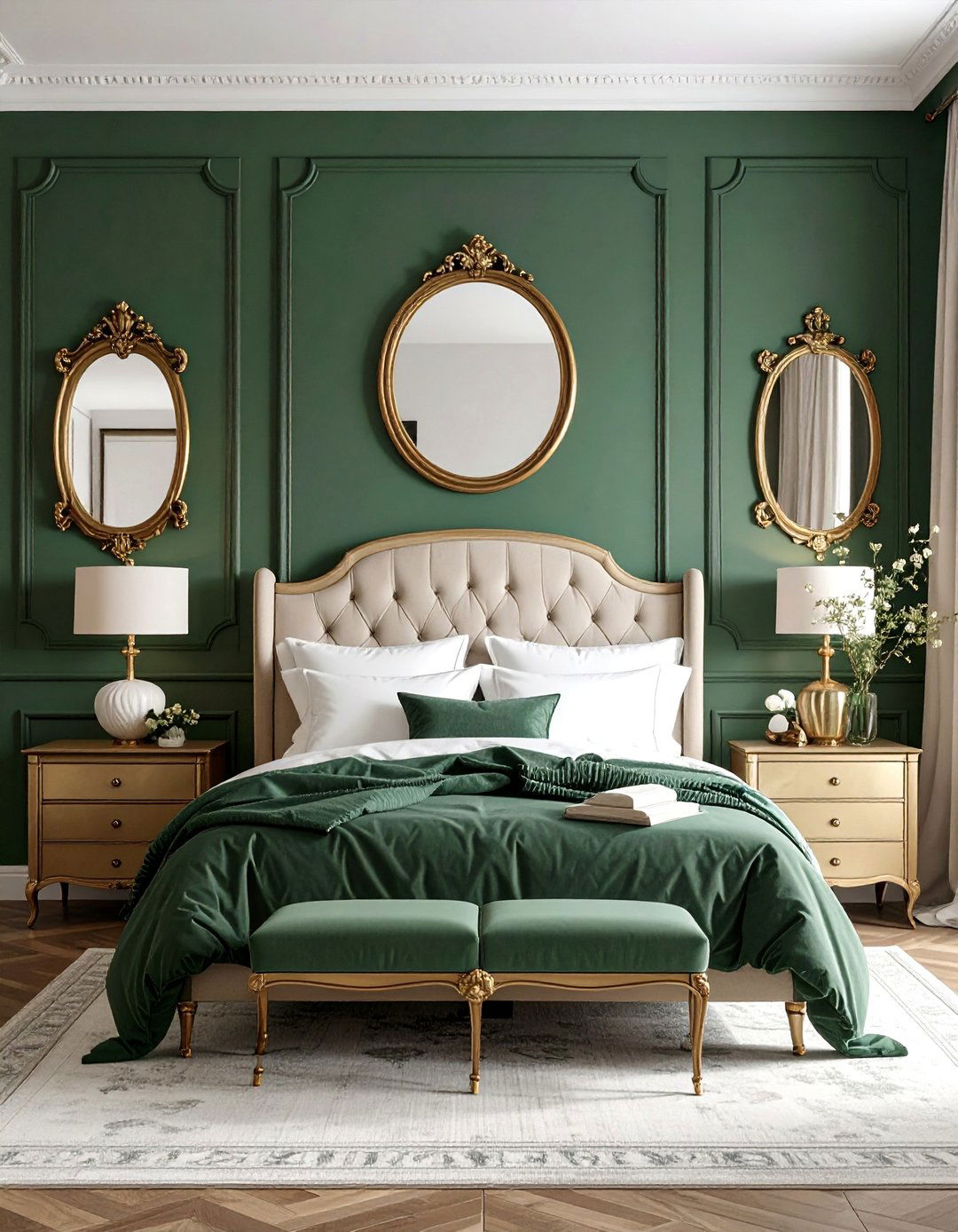 Hunter Green with Vintage Elements - 25 Dark Green Bedroom Ideas