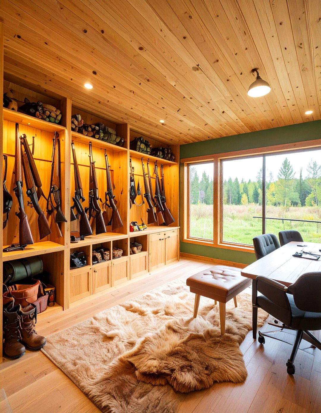 Hunting Cabin Gun Room with Outdoor Preparation Area - 25 Gun Room Ideas