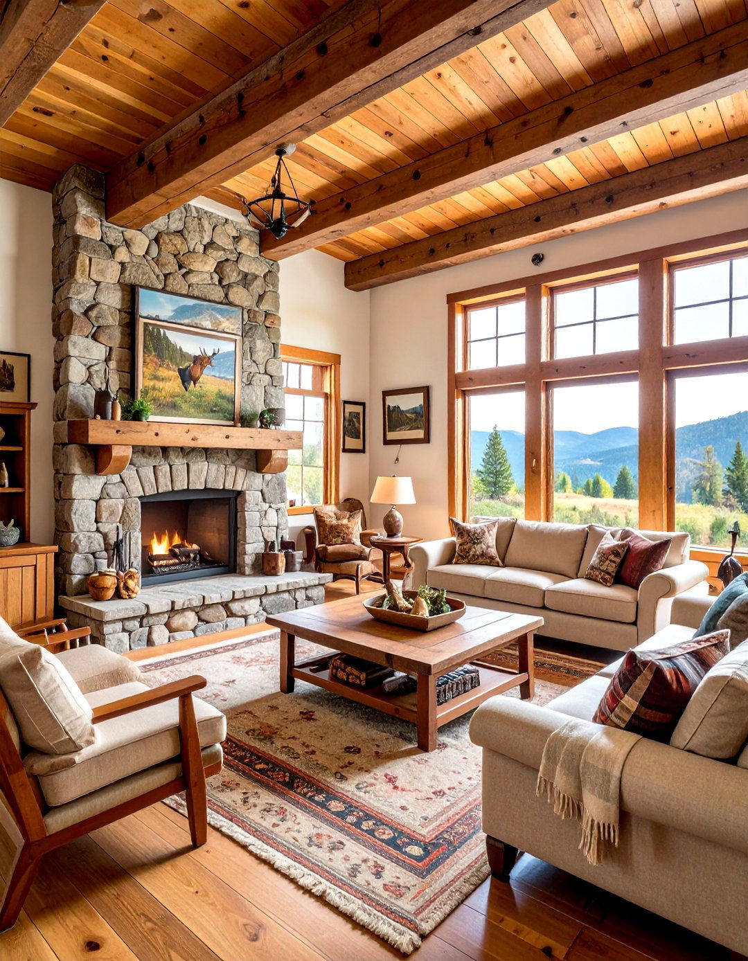 Hunting Lodge Living Room with Outdoor Heritage - 25 Man Cave Living Room Ideas