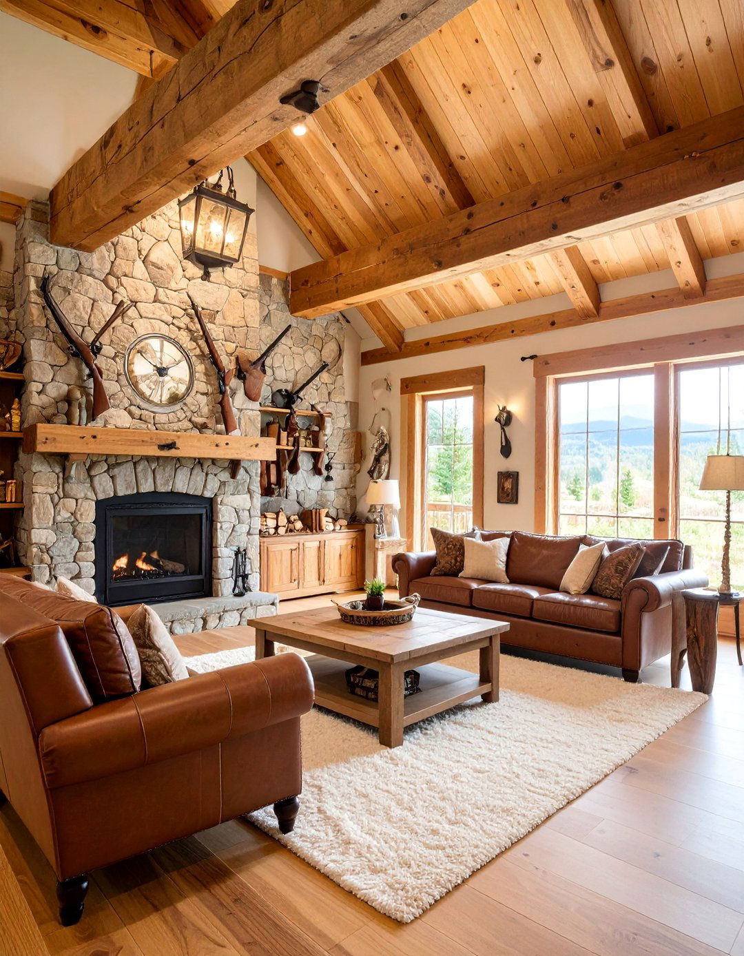 Hunting Lodge Themed Gun Room - 25 Gun Wall Ideas