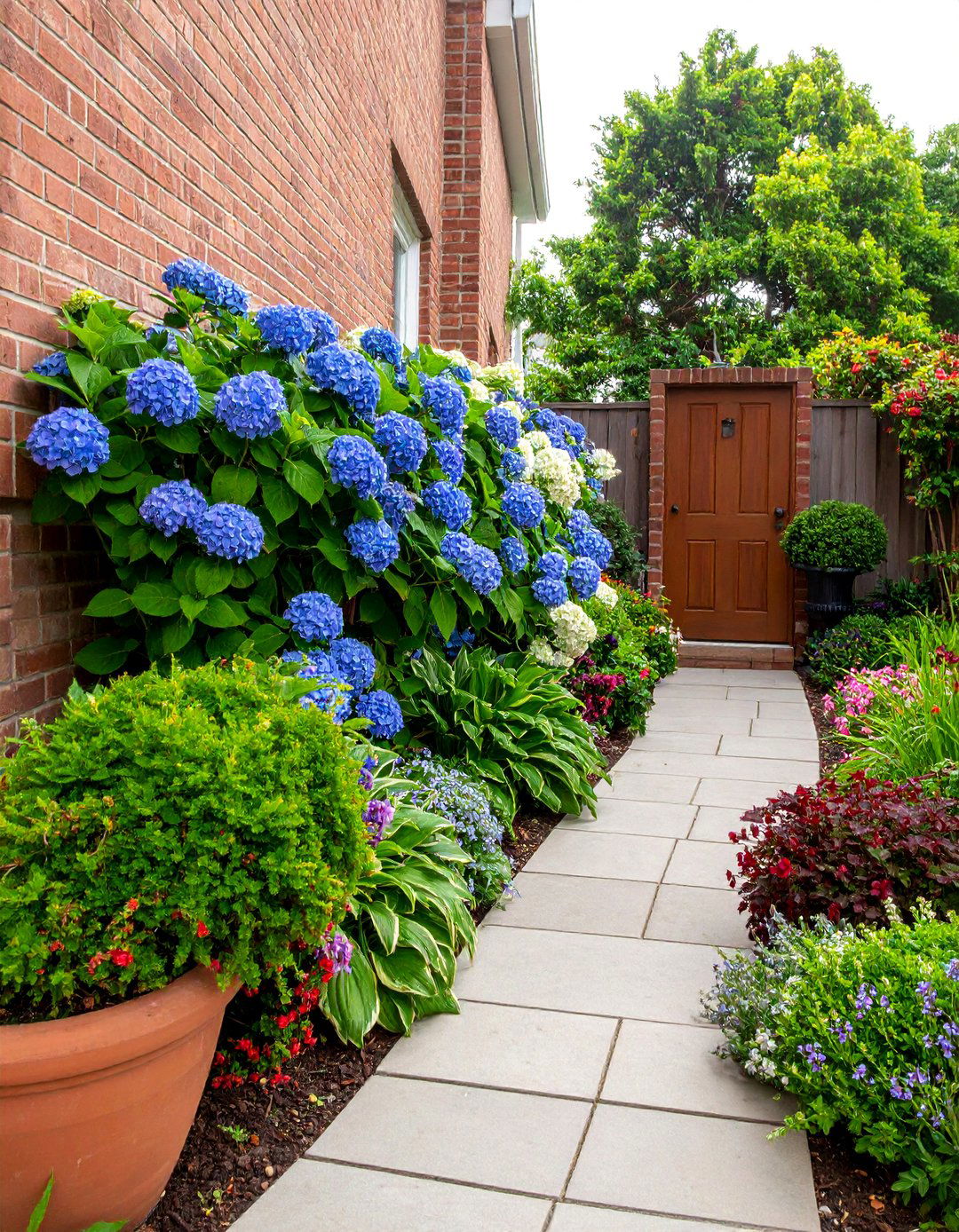 Hydrangea and Hosta Shade Garden - 25 Summer Front Door Decor Ideas
