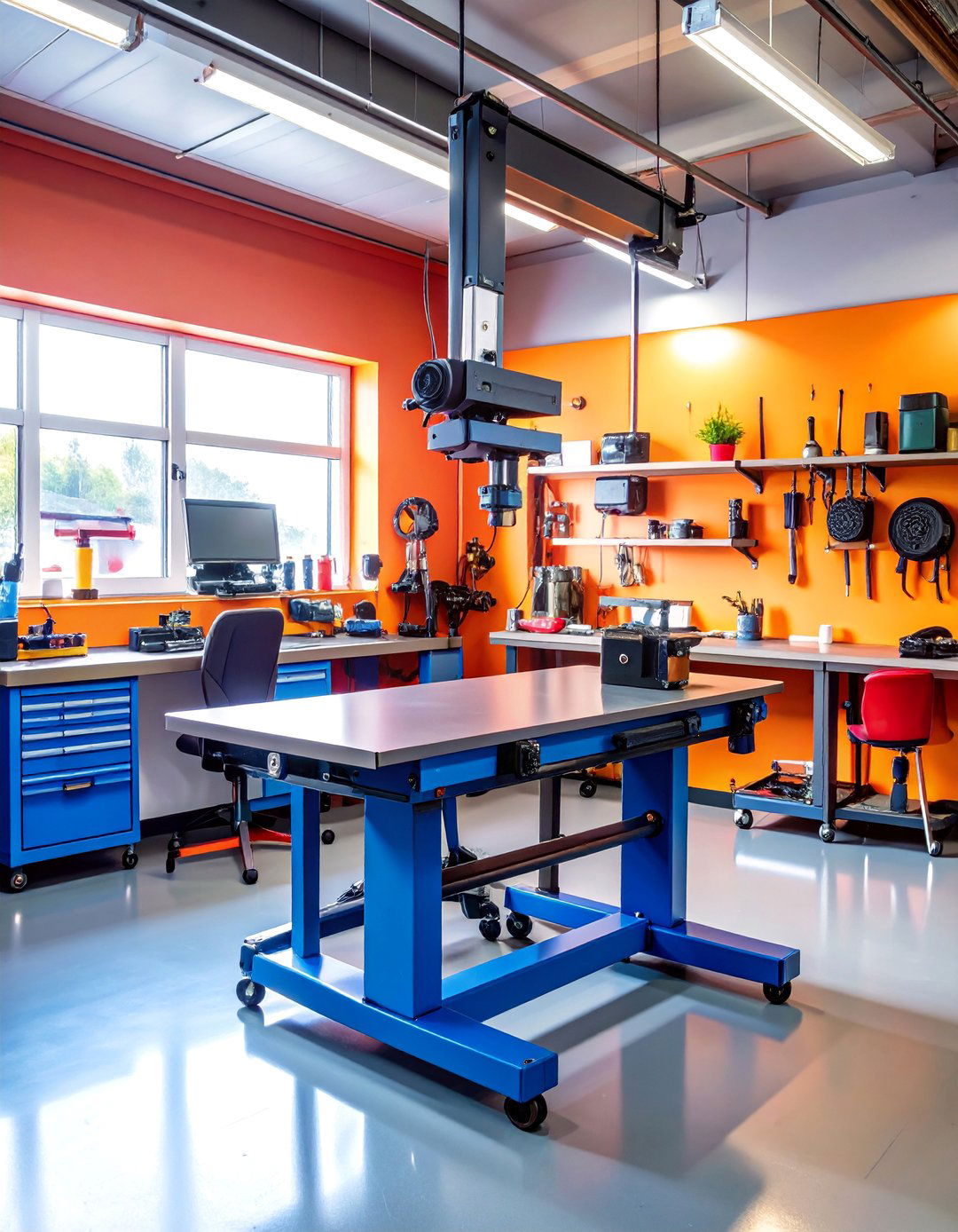 Hydraulic Height Adjustable Workbench - 25 Garage Workbench Ideas