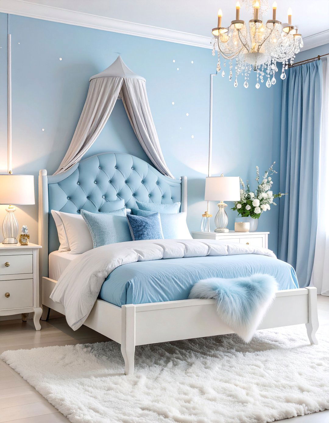 Ice Blue Girls Bedroom with Winter Wonderland Theme - 25 Girls Blue Bedroom Ideas
