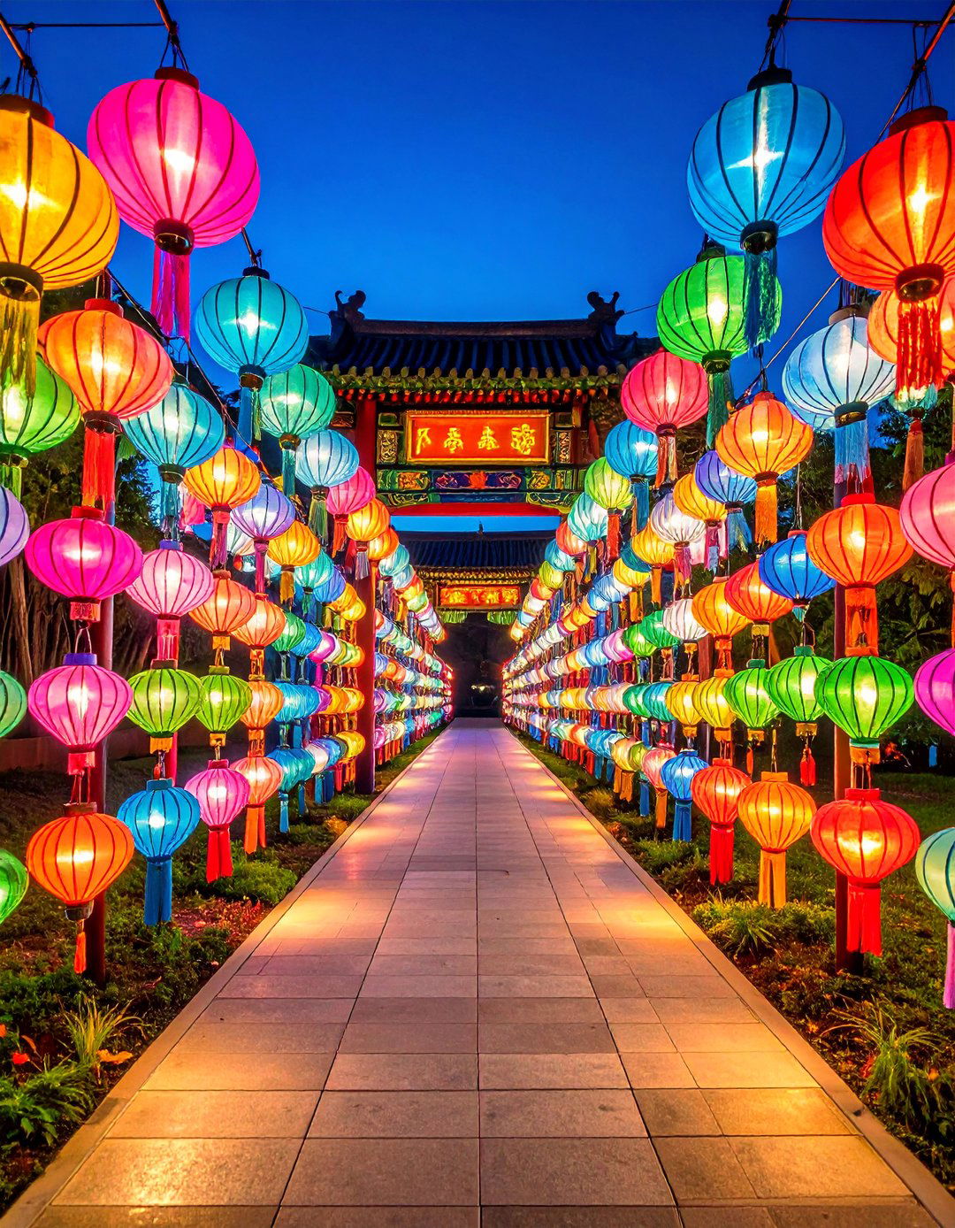 Illuminated Paper Lantern Gate - 25 Japanese Garden Gate Design Ideas