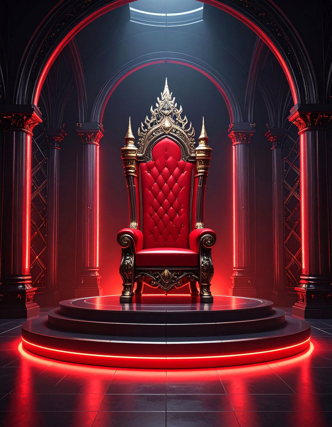 Imperial Throne Room with Dramatic Red Lighting - 25 Star Wars Man Cave Ideas
