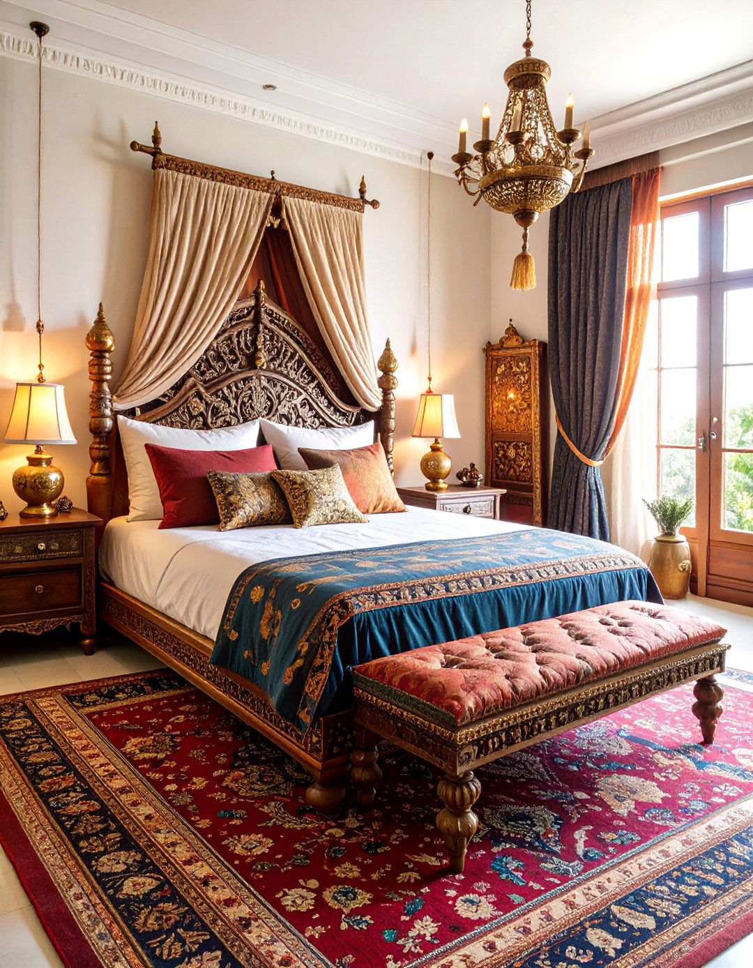 Indian Rajasthani Bedroom with Rich Textiles - 25 Asian Bedroom Ideas