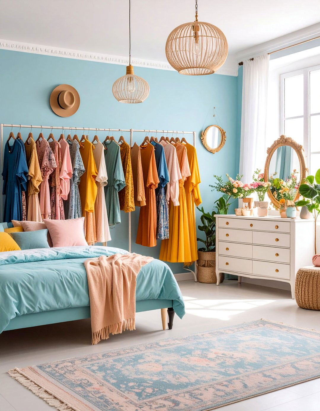 Indie Room with Exposed Clothing Rack and Fashion Elements - 25 Indie Room Ideas