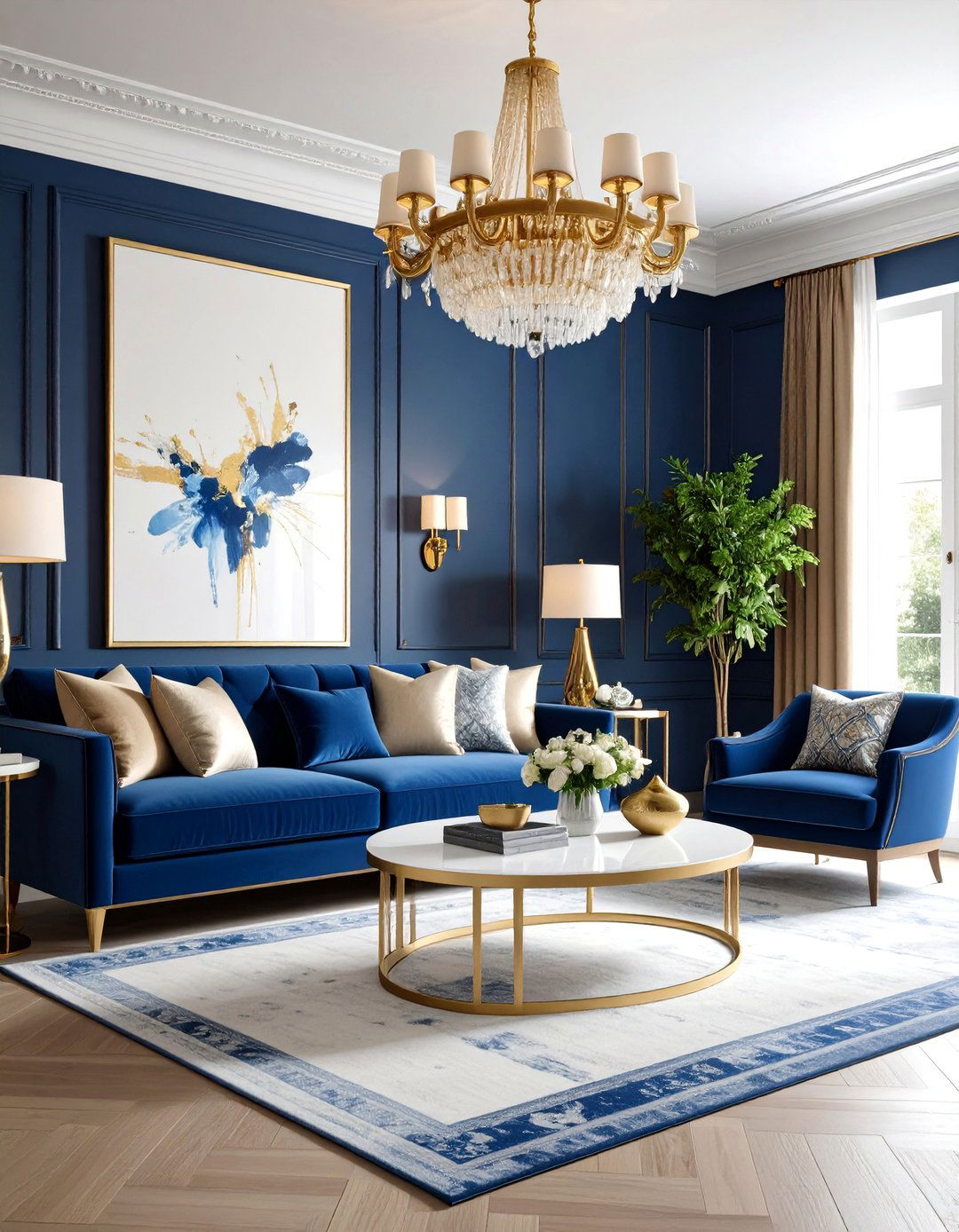Indigo Artistic Living Room - 25 Colorful Living Room Ideas