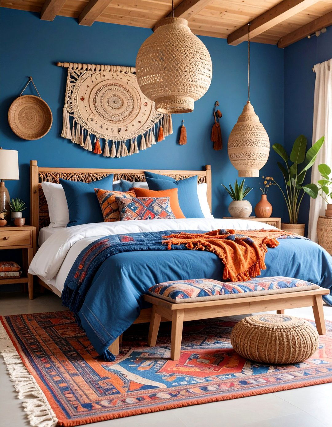 Indigo Blue Artisan Craft with Handmade Details - 25 Moody Blue Bedroom Ideas