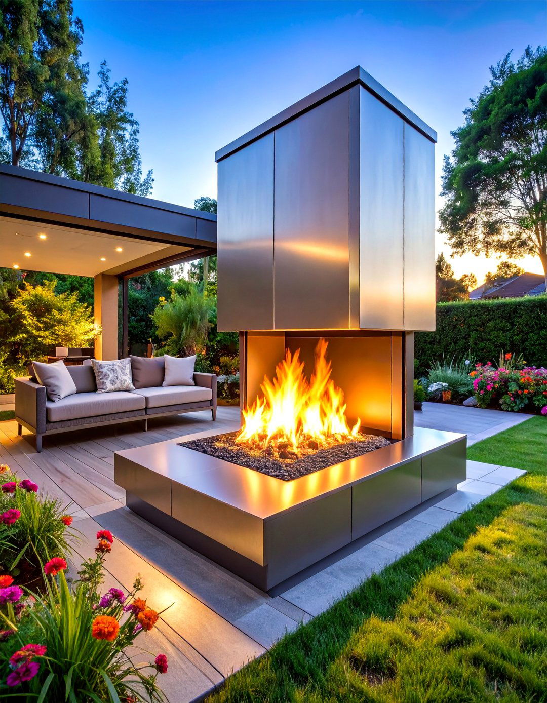 Indoor Outdoor Double Sided Fireplace for Seamless Transition - 25 Double-sided Fireplace Ideas
