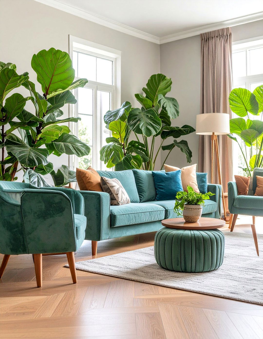 Indoor Plant Integration Living Room - 25 Mid-Century Modern Living Room Ideas