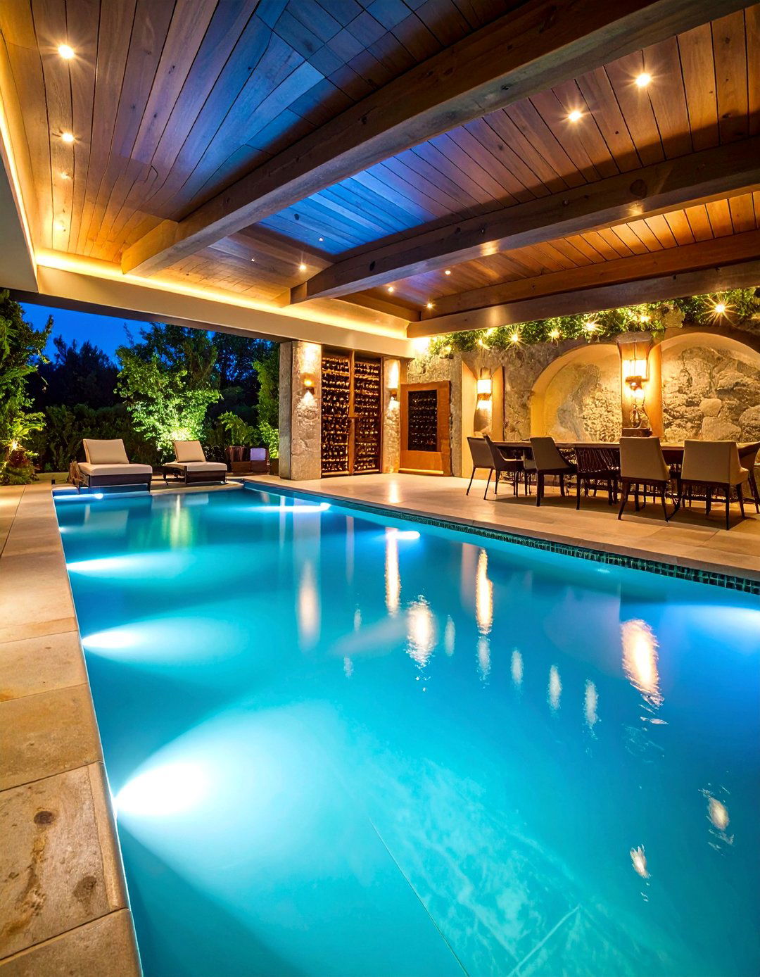 Indoor Pool with Wine Cellar Integration - 25 Indoor Pool Ideas