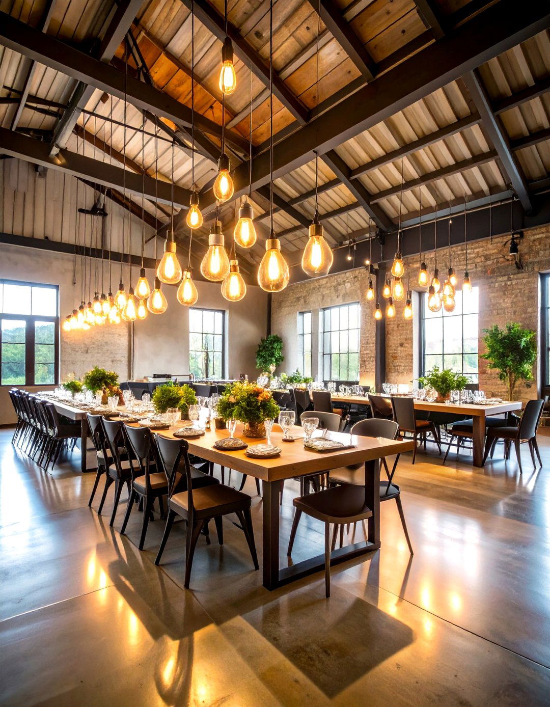 Industrial Barn Wedding with Edison Bulb Lighting - 25 Barn Wedding Ideas