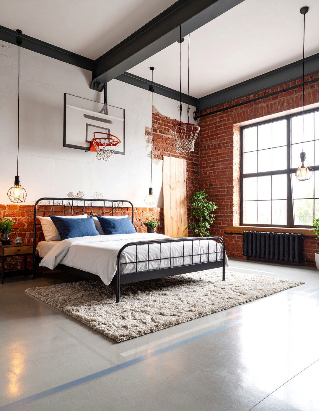 Industrial Basketball Court Bedroom - 25 basketball room decor ideas