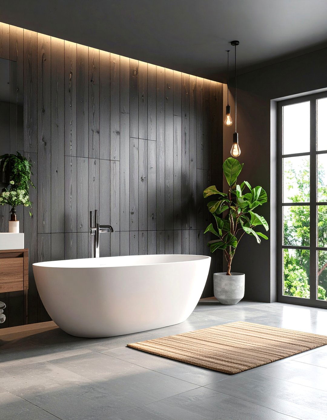 Industrial Black Bathroom Drama - 25 shiplap accent wall ideas