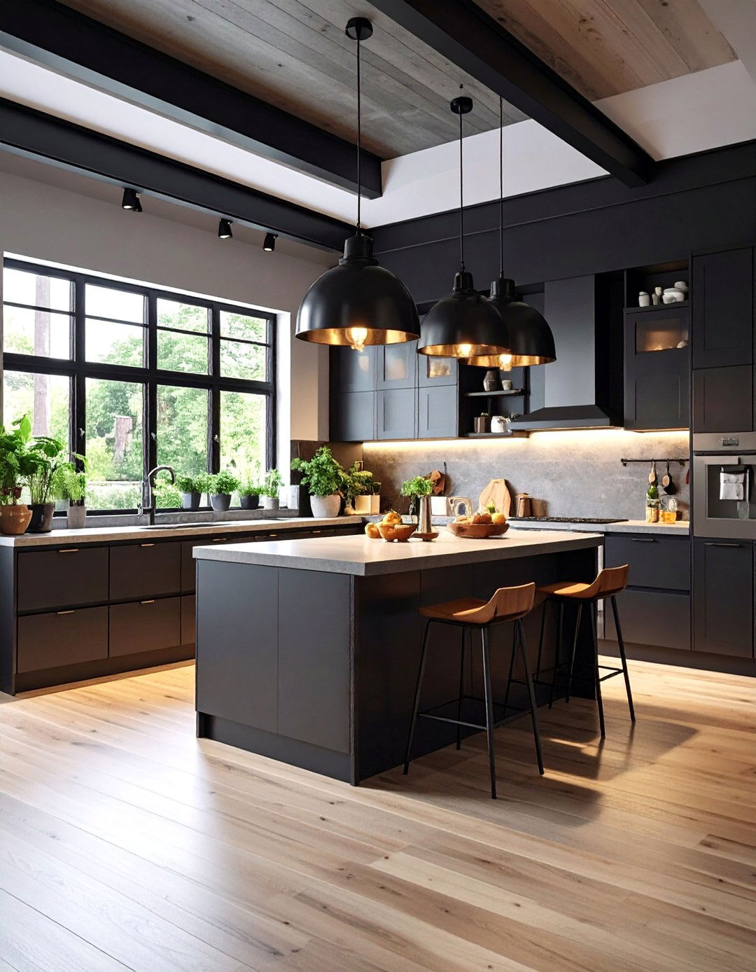 Industrial Black Metal Dome Lighting - 25 Kitchen Island Lighting Ideas