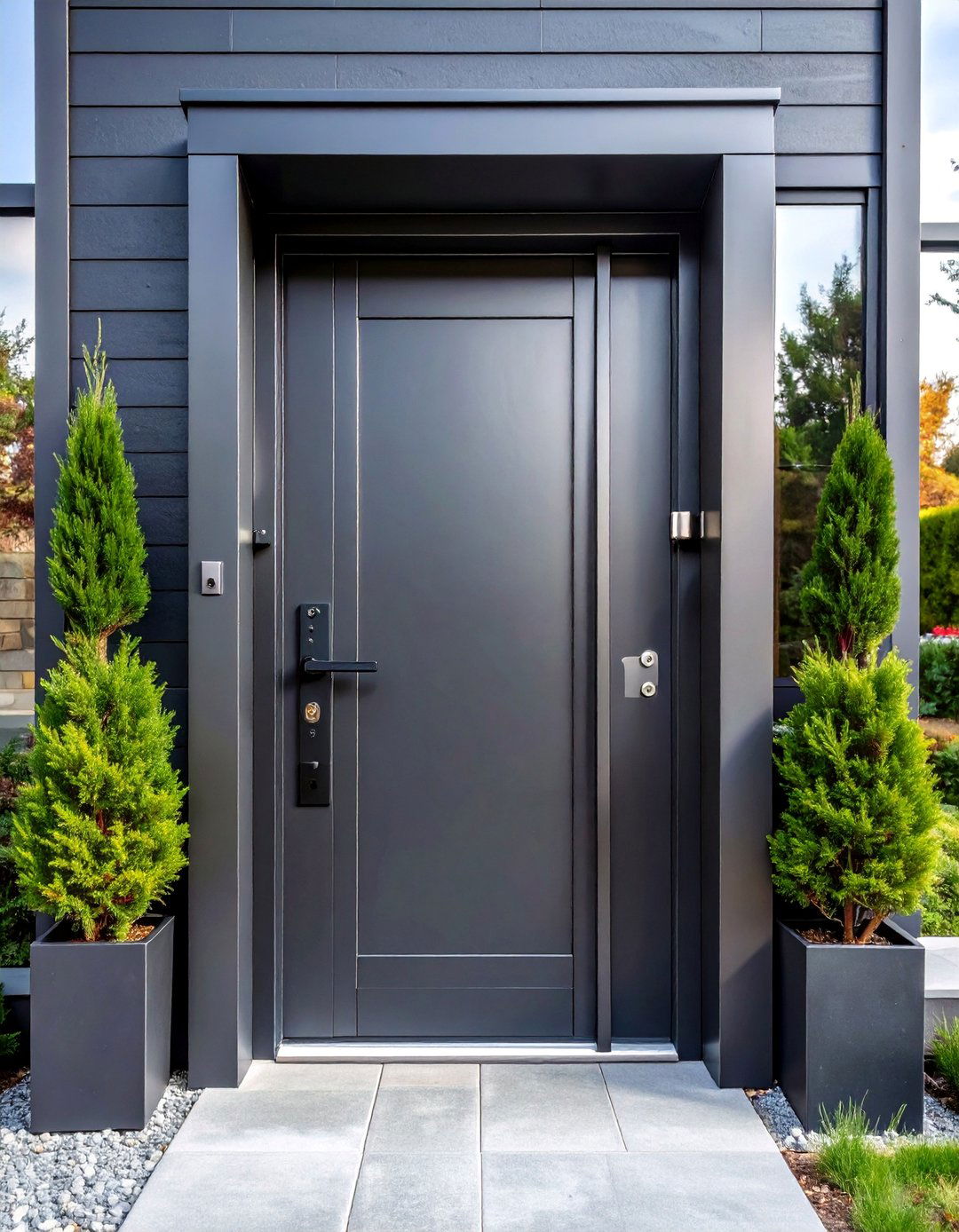 Industrial Black Metal Door with Exposed Hardware - 25 Black Front Door Ideas