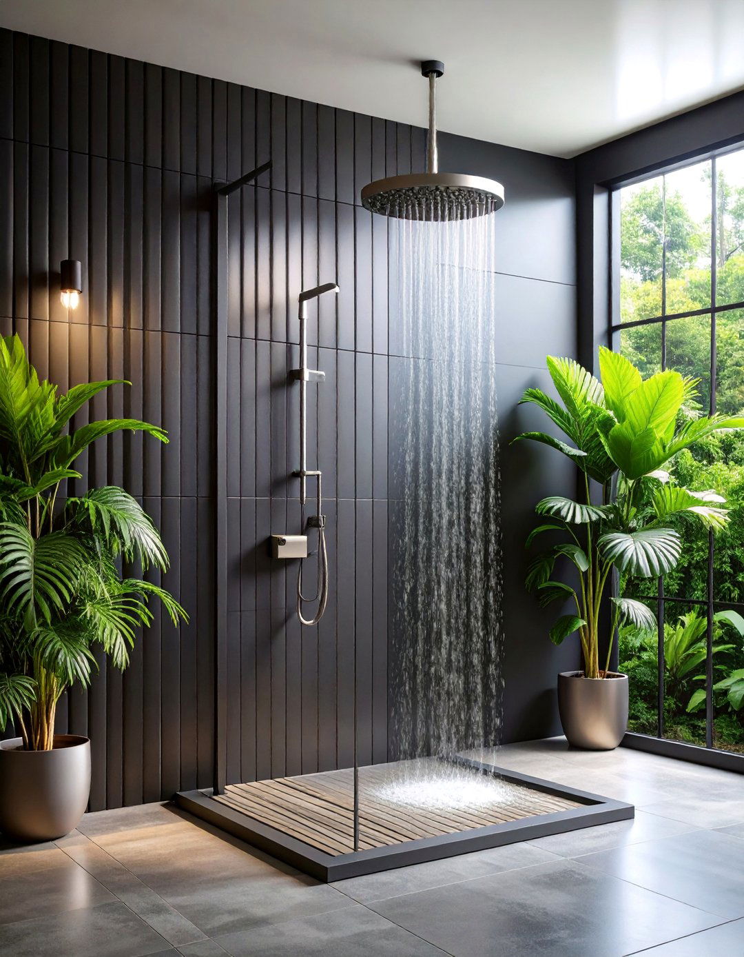 Industrial Black Metal Shower Wall with Urban Edge - 25 Shower Wall Ideas