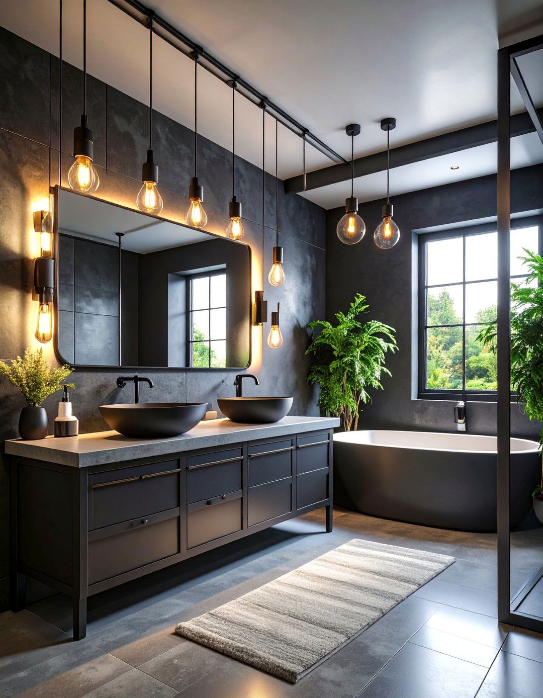 Industrial Black Powder Room with Exposed Elements - 25 black powder room ideas