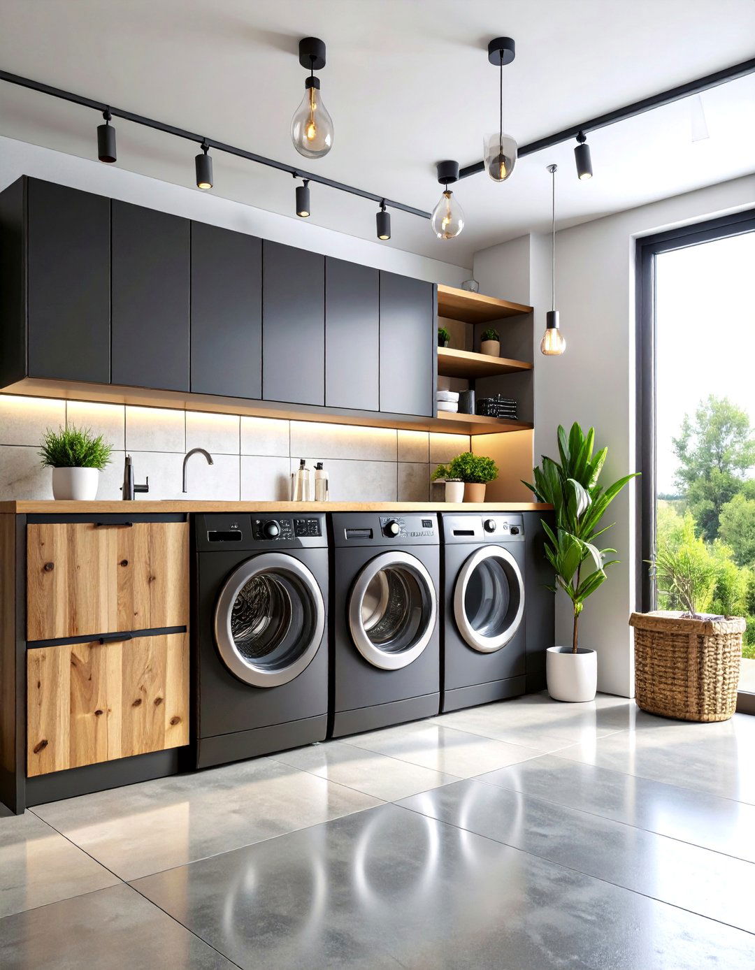 Industrial Black Steel Laundry Room - 25 dark & moody laundry room ideas