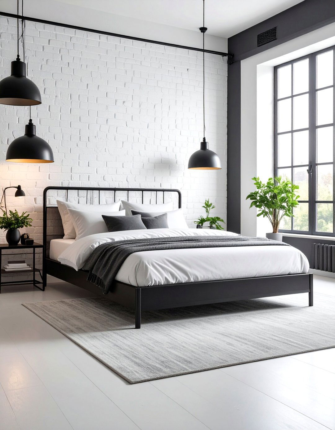 Industrial Black and White Bedroom - 25 Industrial Bedroom Ideas