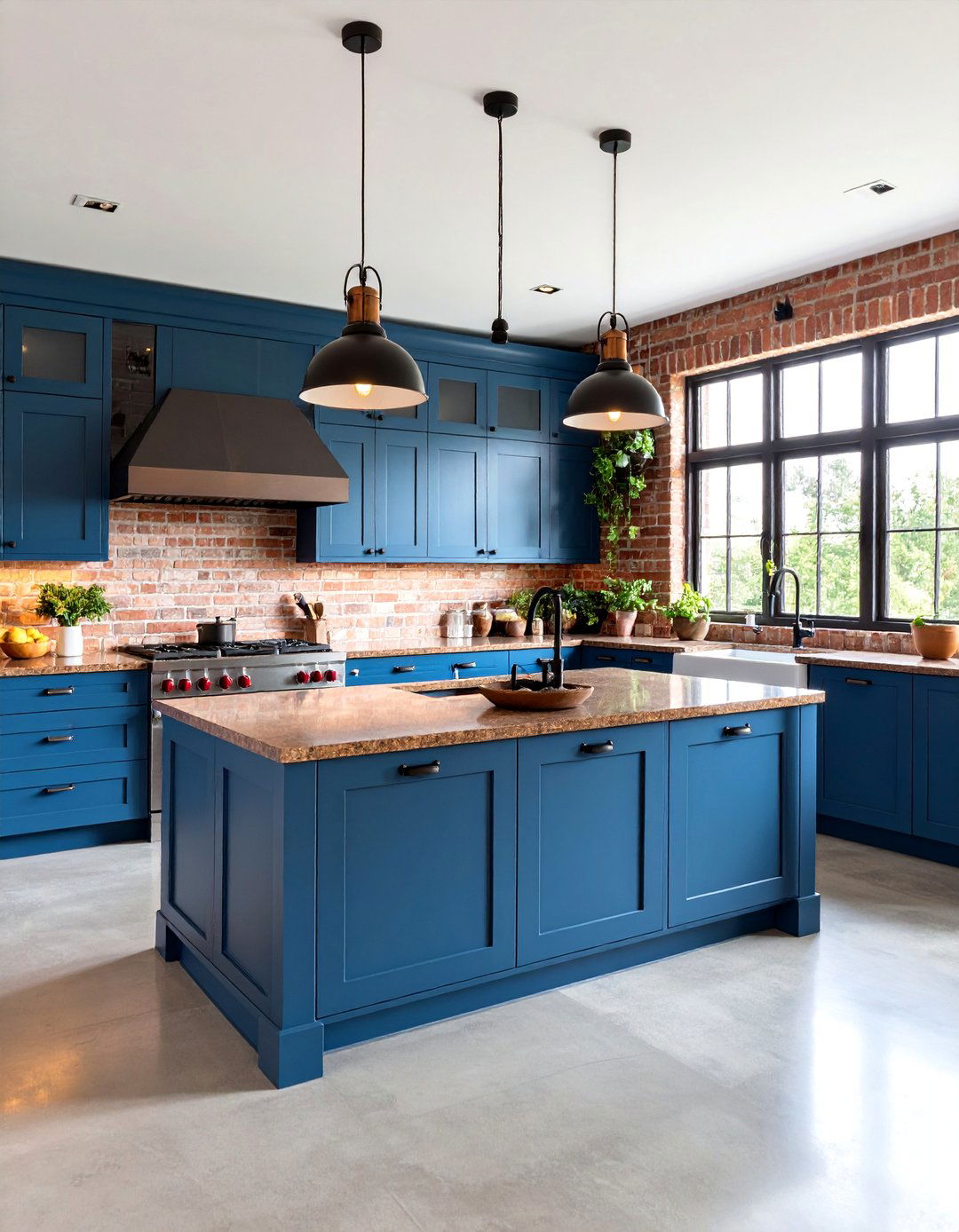 Industrial Blue Cabinets with Coffee Brown Granite - 25 blue kitchen cabinets with brown granite countertops
